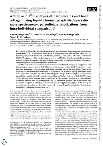 isotope ratio mass spectrometry paleodietary implications from intra individual comparisons page