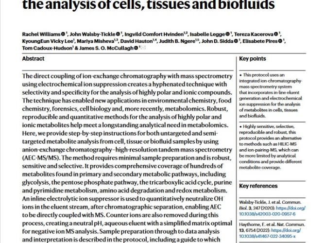 Front cover of Metabolomics paper